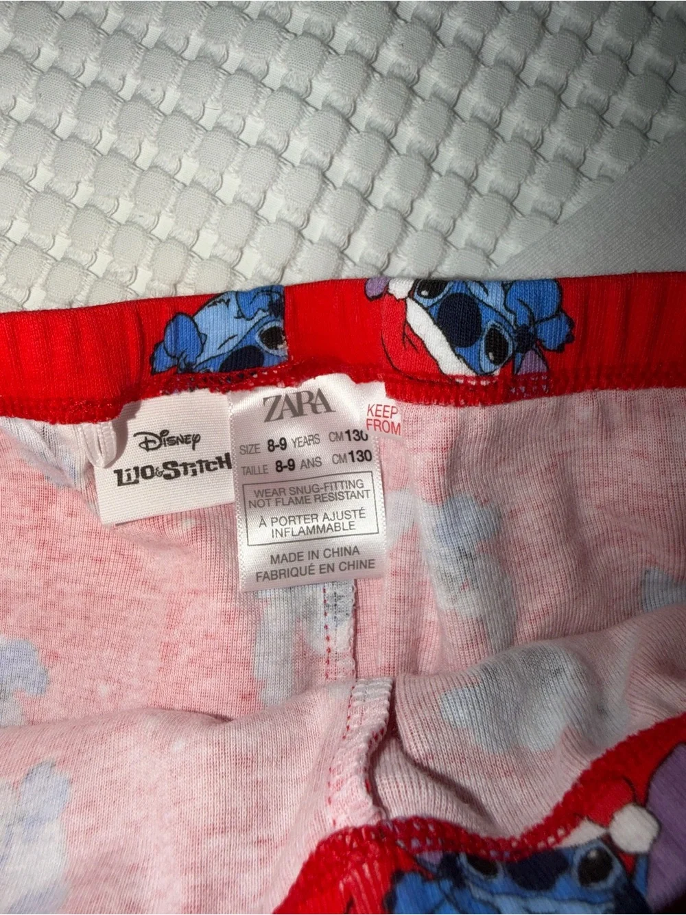 Disney Stitch-Print Kids Christmas Pajama Set - Red & White